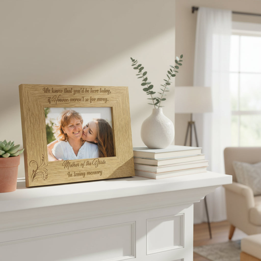 Mum In Loving Memory Wedding Memorial Picture Frame for Mother of The Bride Engraved Wood Mum Photo Frame ukgiftstoreonline