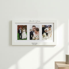 Personalised White Wooden Wedding Triple Photo 6 x 4 Frame Gift Photo Frame ukgiftstoreonline