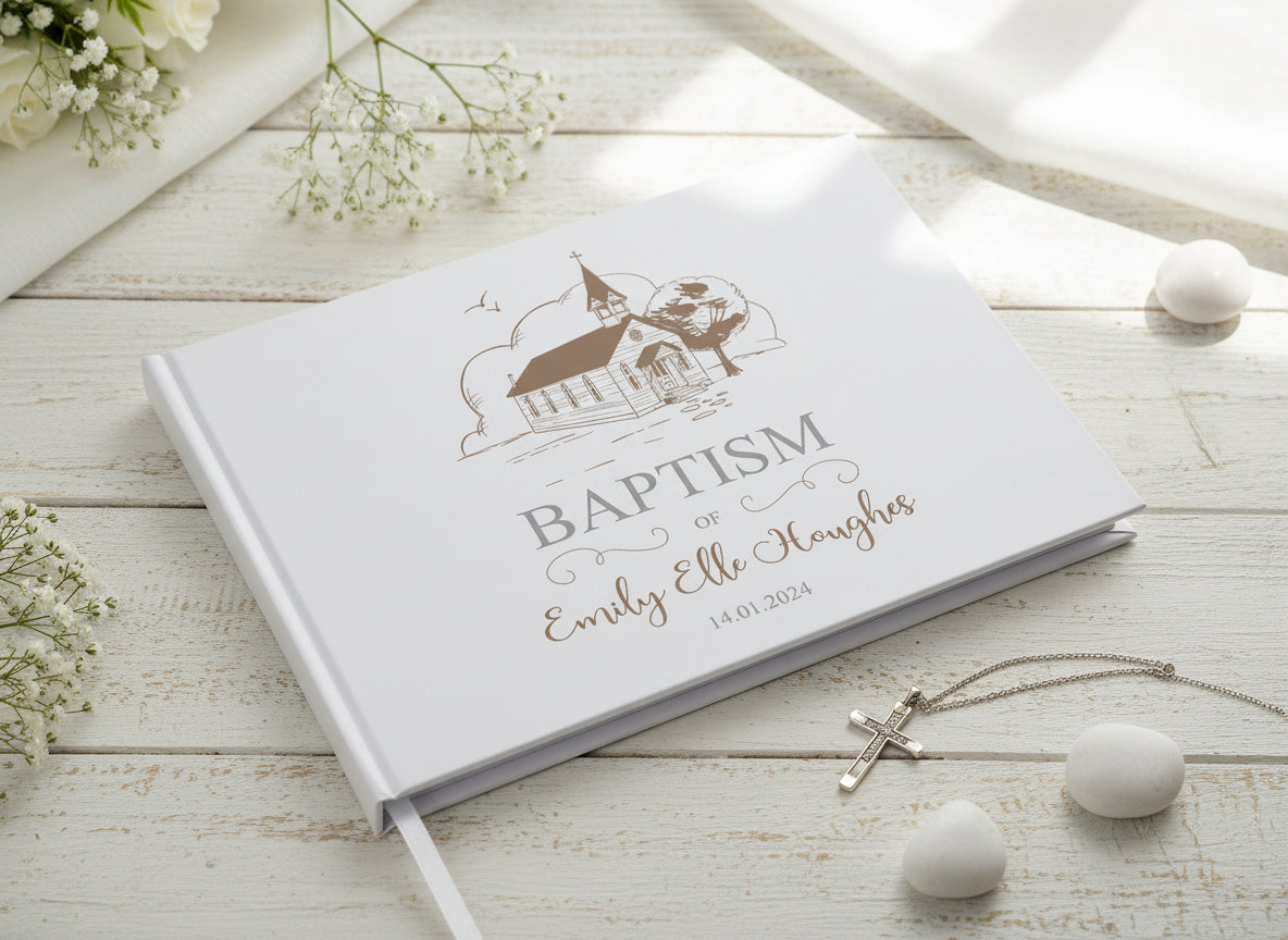 Personalised Baptism Guest Book With Lined Pages and Church Print Guest Book ukgiftstoreonline
