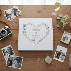 Personalised Large Linen Cover Wedding Photo Album Dusty Blue Heart photo album ukgiftstoreonline