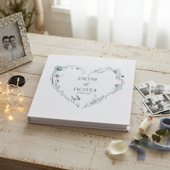 Personalised Large Linen Cover Wedding Photo Album Dusty Blue Heart photo album ukgiftstoreonline