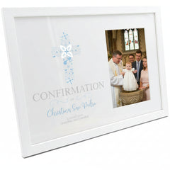 Personalised Confirmation Blue Ornate Cross Design Photo Frame Gift Confirmation Photo Frame ukgiftstoreonline