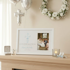 Personalised Confirmation Blue Ornate Cross Design Photo Frame Gift Confirmation Photo Frame ukgiftstoreonline