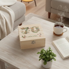 Personalised 70th Birthday Gift For Her Keepsake Memory Box With Butterflies and Flowers Keepsake Memory Box ukgiftstoreonline