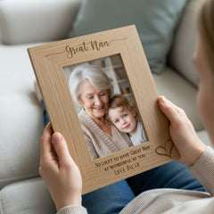 Personalised Great Nan Love Heart Engraved Photo Frame Gift personalised photo frames ukgiftstoreonline