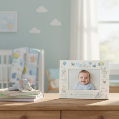 Personalised Baby Boy Photo Frame With Birth Details and Cute Elephant Photo Frame ukgiftstoreonline