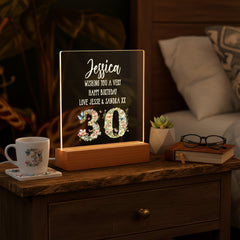 Personalised 30th birthday Gift For Her LED Light With Flowers and Butterflies Personalised Heart Gifts ukgiftstoreonline