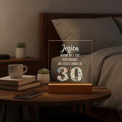 Personalised 30th birthday Gift For Her LED Light With Flowers and Butterflies Personalised Heart Gifts ukgiftstoreonline
