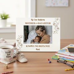 Personalised Mother & Daughter Knows No Distance White Engraved Wooden Photo Frame Gift Photo Frame ukgiftstoreonline