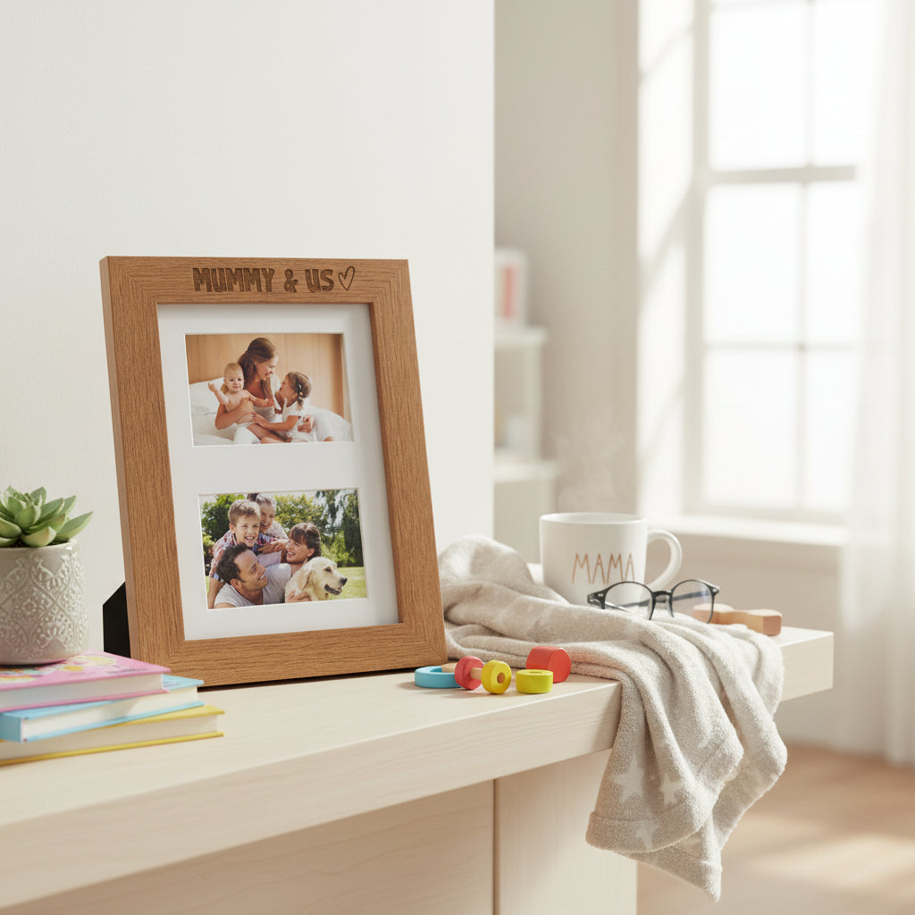 Mummy and Us Engraved Wooden Photo Picture Frame Double 6x4 Inch Photo Frame ukgiftstoreonline