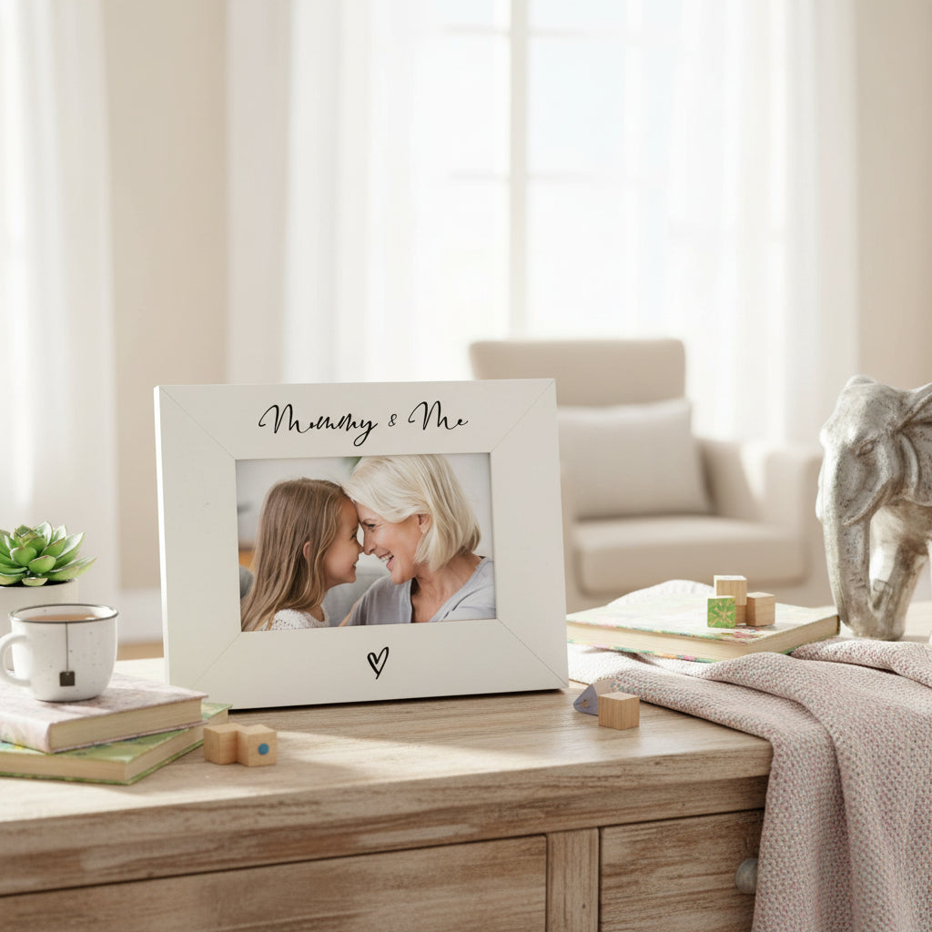 White 6x4 Landscape Picture Photo Frame Mummy & Me With Love Heart Photo Frame ukgiftstoreonline
