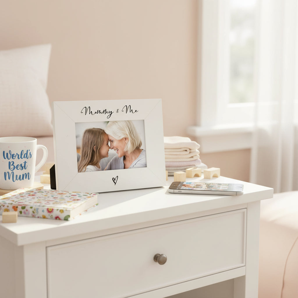 White 6x4 Landscape Picture Photo Frame Mummy & Me With Love Heart Photo Frame ukgiftstoreonline