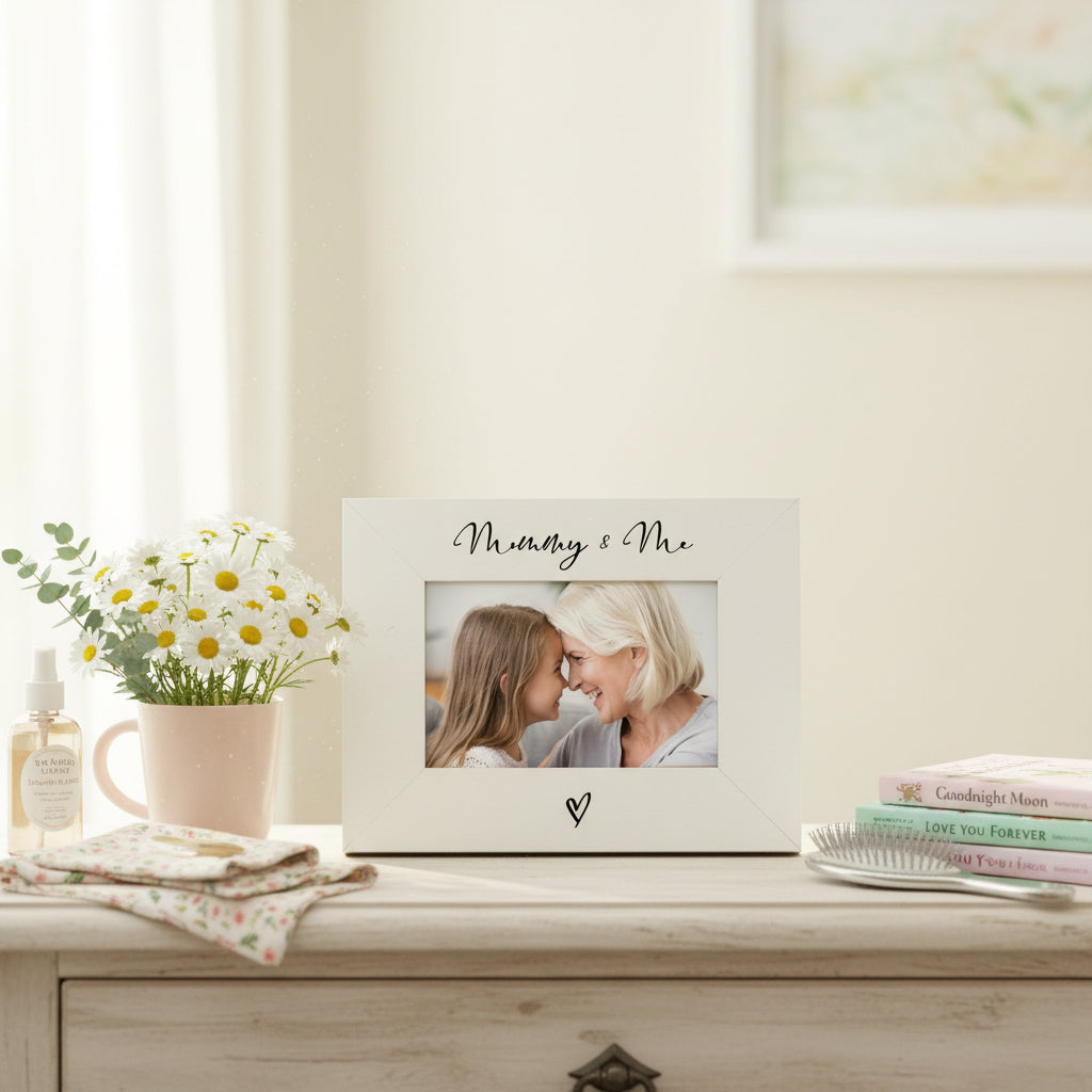White 6x4 Landscape Picture Photo Frame Mummy & Me With Love Heart Photo Frame ukgiftstoreonline