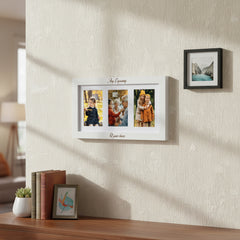 Personalised White Wooden Triple Photo 6 x 4 Frame Custom Engraved Any Message Photo Frame ukgiftstoreonline