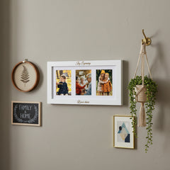 Personalised White Wooden Triple Photo 6 x 4 Frame Custom Engraved Any Message Photo Frame ukgiftstoreonline