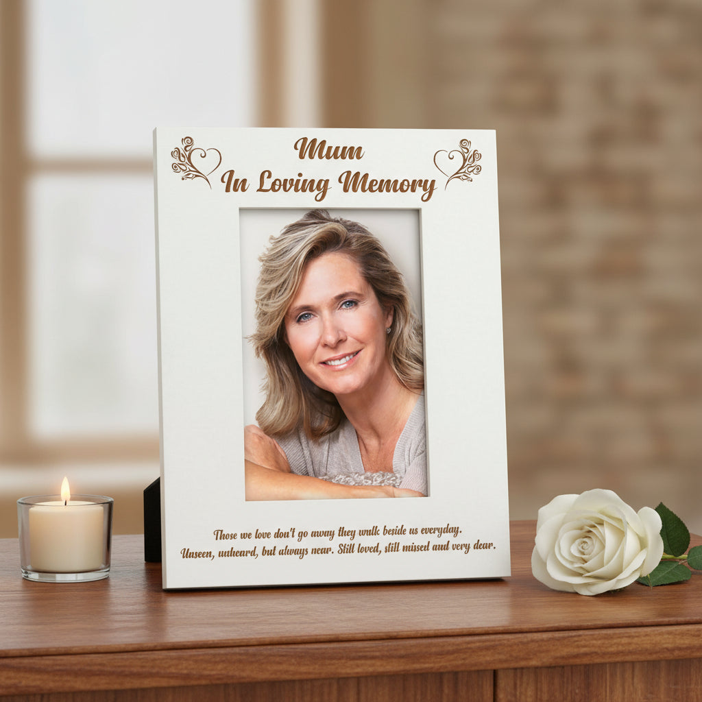 White Engraved Mum In Loving Memory Photo Frame Gift Photo Frame ukgiftstoreonline