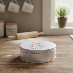Personalised cake tin baking gift, metal storage tin kitchen Baked By Storage Tin ukgiftstoreonline