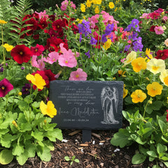 Memorial Plaque - Personalised Engraved Grave Stone Slate Marker With Angel Personalised Garden Stone Slate ukgiftstoreonline