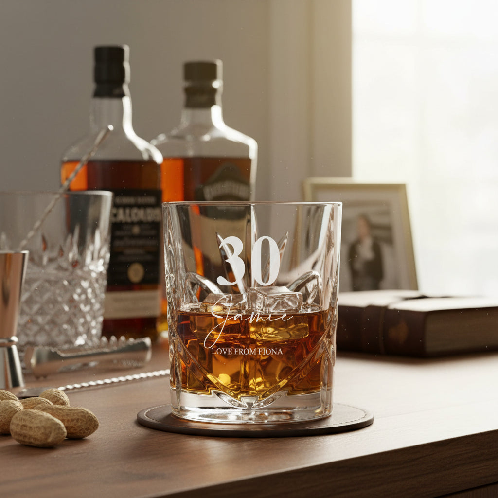 Engraved Personalised 30th Birthday Crystal Cut Whiskey Glass Personalised Whiskey Glass ukgiftstoreonline