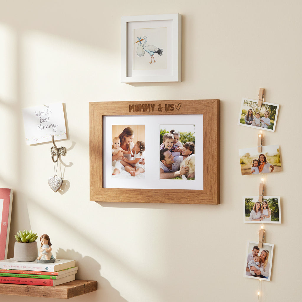 Mummy and Us Double Photo Frame 6x4 Inch Engraved Wooden Mothers Day Birthday Christmas Photo Frame ukgiftstoreonline