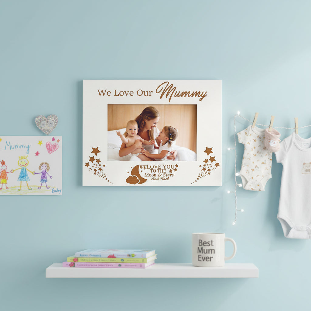 We Love Our Mummy White Engraved Wooden Photo Frame Gift Photo Frame ukgiftstoreonline
