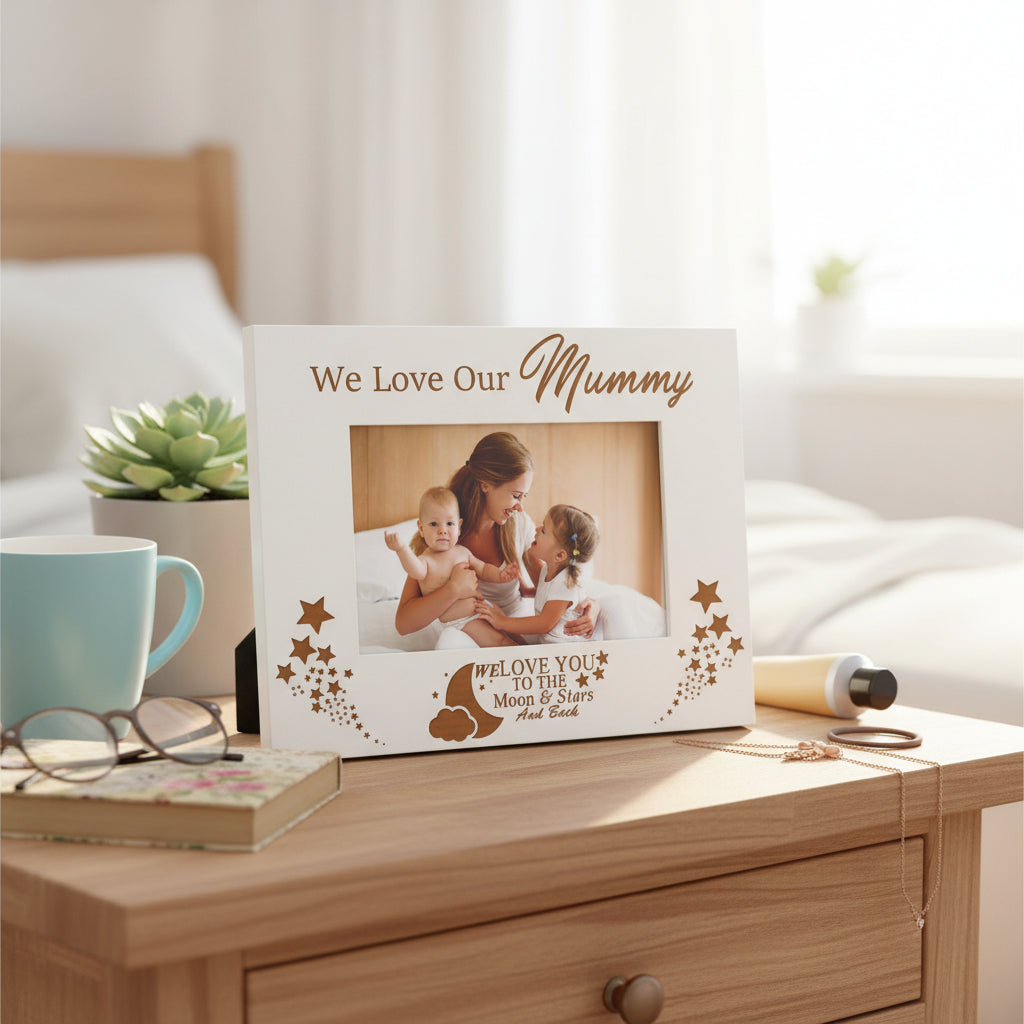 We Love Our Mummy White Engraved Wooden Photo Frame Gift Photo Frame ukgiftstoreonline