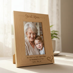 Personalised Great Nan Love Heart Engraved Photo Frame Gift personalised photo frames ukgiftstoreonline