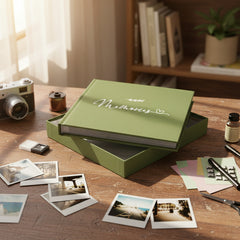Memories Olive Green Photo Album With Leaf Design For 50 x 6 by 4 Photos photo album ukgiftstoreonline