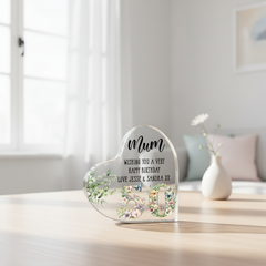 Personalised 50th Birthday Gift Heart Block in Silk Lined Gift Box With Flowers and Butterflies