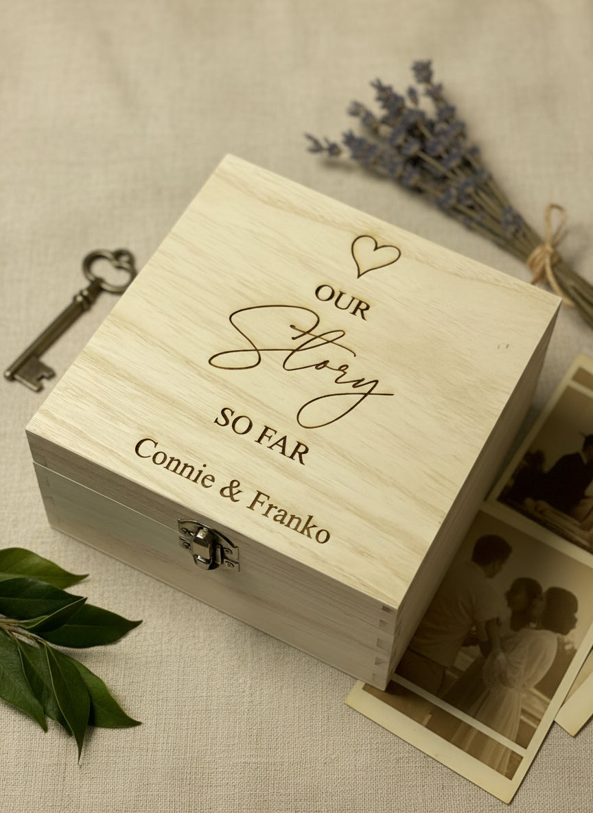 ukgiftstoreonline Personalised Our Love Story Memory Keepsake Gift Box With Heart Keepsake Gift ukgiftstoreonline