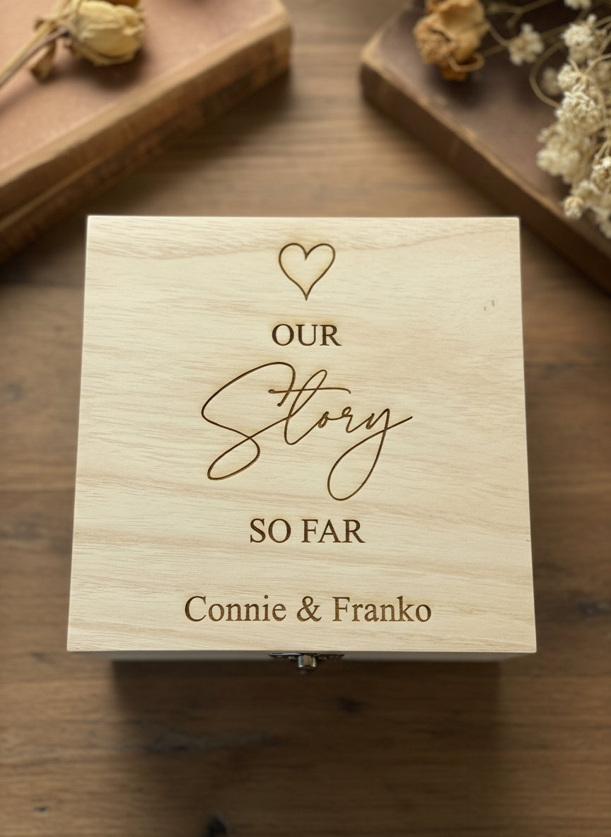 ukgiftstoreonline Personalised Our Love Story Memory Keepsake Gift Box With Heart Keepsake Gift ukgiftstoreonline