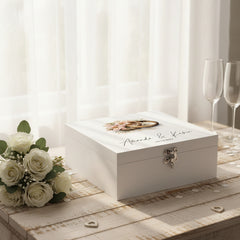 Personalised Luxury Wooden Wedding Box Keepsake With Floral Rings Gift For Couple Keepsake Wooden Box ukgiftstoreonline
