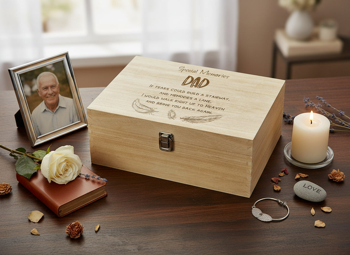 Dad Remembrance Large Engraved Wooden Memory Keepsake Box Gift Keepsake Memory Box ukgiftstoreonline