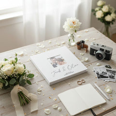 Personalised Modern Script Large Linen Wedding Photo Album Self Adhesive photo album ukgiftstoreonline