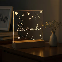 Personalised Name and Stars Gift Night Light LED Lamp Engraved Personalised Lights ukgiftstoreonline
