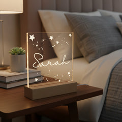Personalised Name and Stars Gift Night Light LED Lamp Engraved Personalised Lights ukgiftstoreonline
