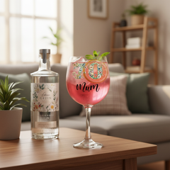 Personalised 70th Birthday Cocktail Gin Glass Gift For Her With Flowers and Butterflies