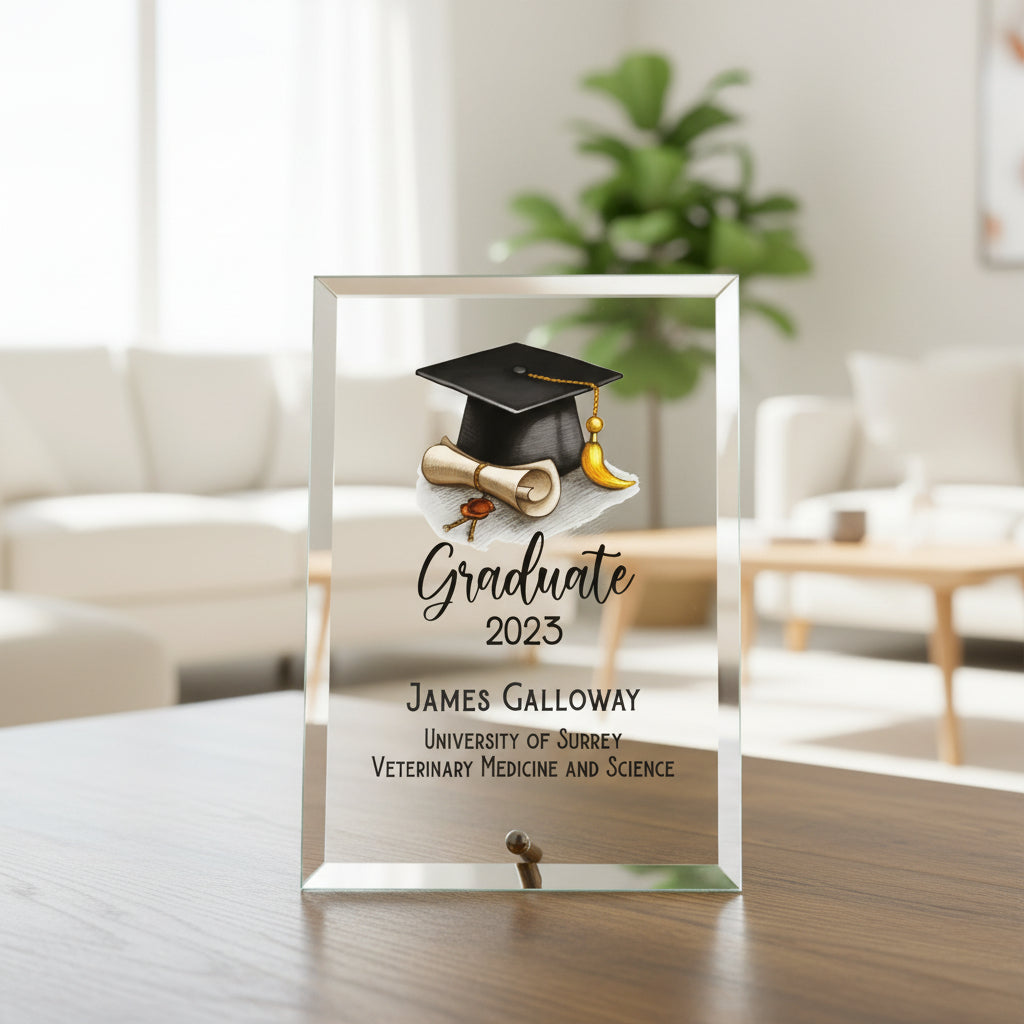 Personalised Graduation Keepsake Gift Large Glass Plaque Gift Personalised Plaque Sign ukgiftstoreonline