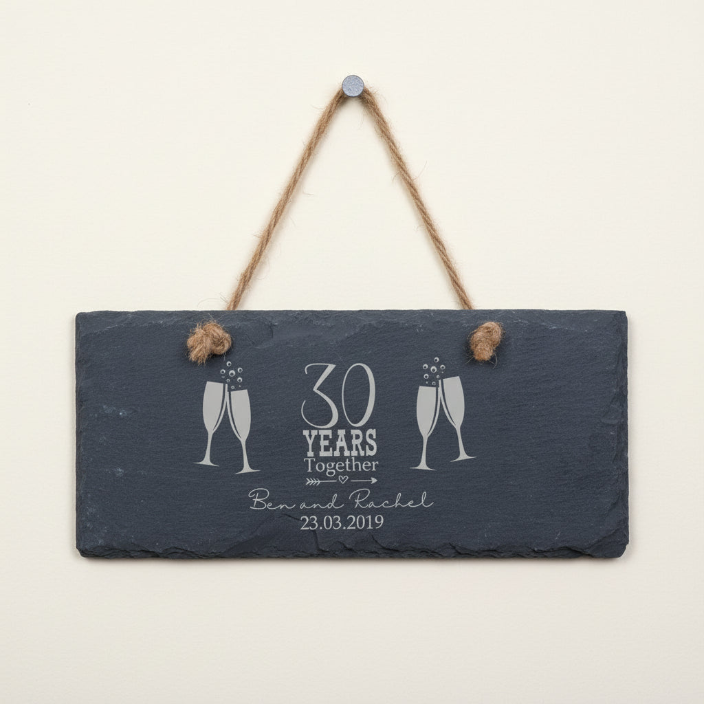 Engraved Personalised Slate Stone 30th Anniversary Plaque Gift Personalised Slate Marker ukgiftstoreonline