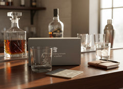 Father of the Bride Gift Set Glass and Coaster With Silver Inscription