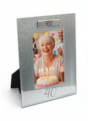 Personalised 40th Birthday Photo Frame Silver Glitter Gift Birthday Photo Frame ukgiftstoreonline