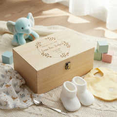 Personalised Baby Memories Large Wooden Engraved Keepsake Box Welcome To The World