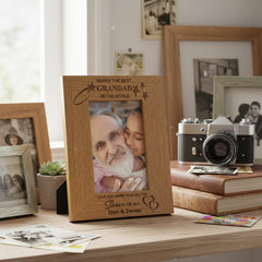 Personalised Best Grandad Portrait Engraved Wooden Photo Frame Gift grandad photo frame ukgiftstoreonline