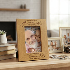Personalised Best Grandad Portrait Engraved Wooden Photo Frame Gift grandad photo frame ukgiftstoreonline