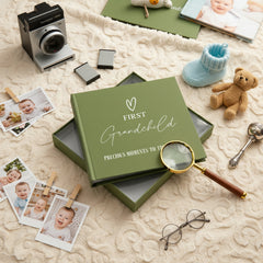 First Grandchild Memories Olive Green Photo Picture Album Holds 50 x 6"x4" Photo album ukgiftstoreonline