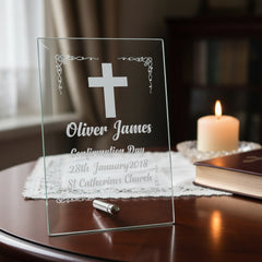 Personalised Confirmation Day Gift Keepsake Glass Plaque Gift Personalised Crystal Glass ukgiftstoreonline