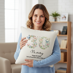 30th Birthday Gift For Her Personalised Cushion With Butterflies and Flowers Personalised Cushion Gifts ukgiftstoreonline