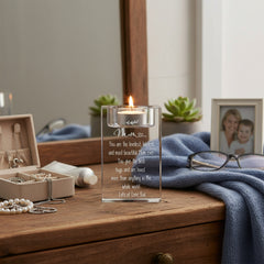 Personalised Mum Engraved Crystal Glass Tea Light Candle Holder With Sentiment Tea Light Holder ukgiftstoreonline