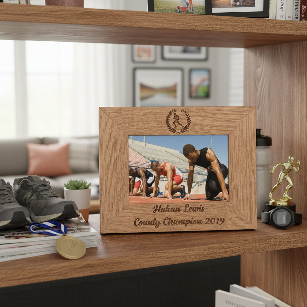 Athletics Runner Marathon Gift Personalised Engraved Wooden Photo Frame Photo Frame ukgiftstoreonline