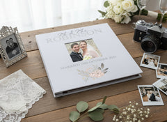 Personalised Large Wedding Photo Album Self Adhesive Hardcover Linen Flower Design personalised photo album ukgiftstoreonline